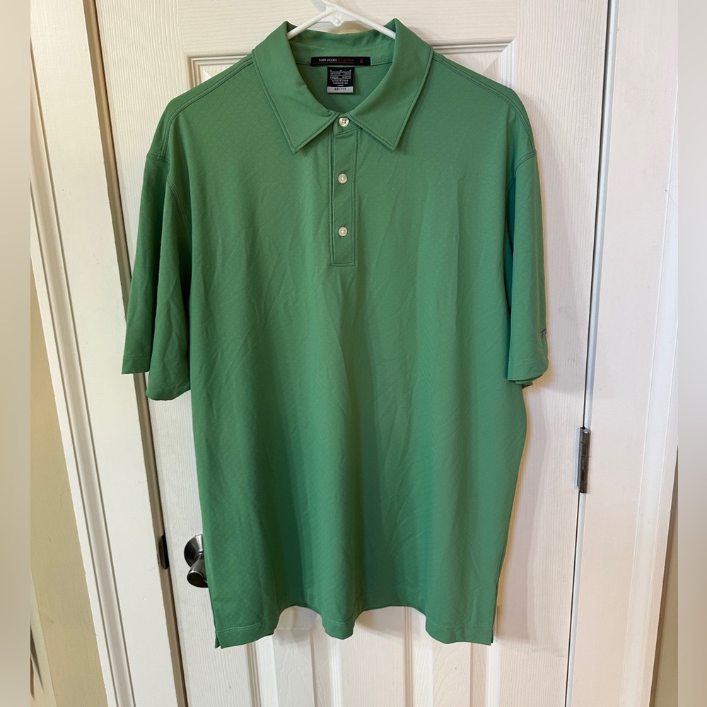 Nike Dri-Fit Tiger Woods Green Golf Polo L Traditional Classic Preppy